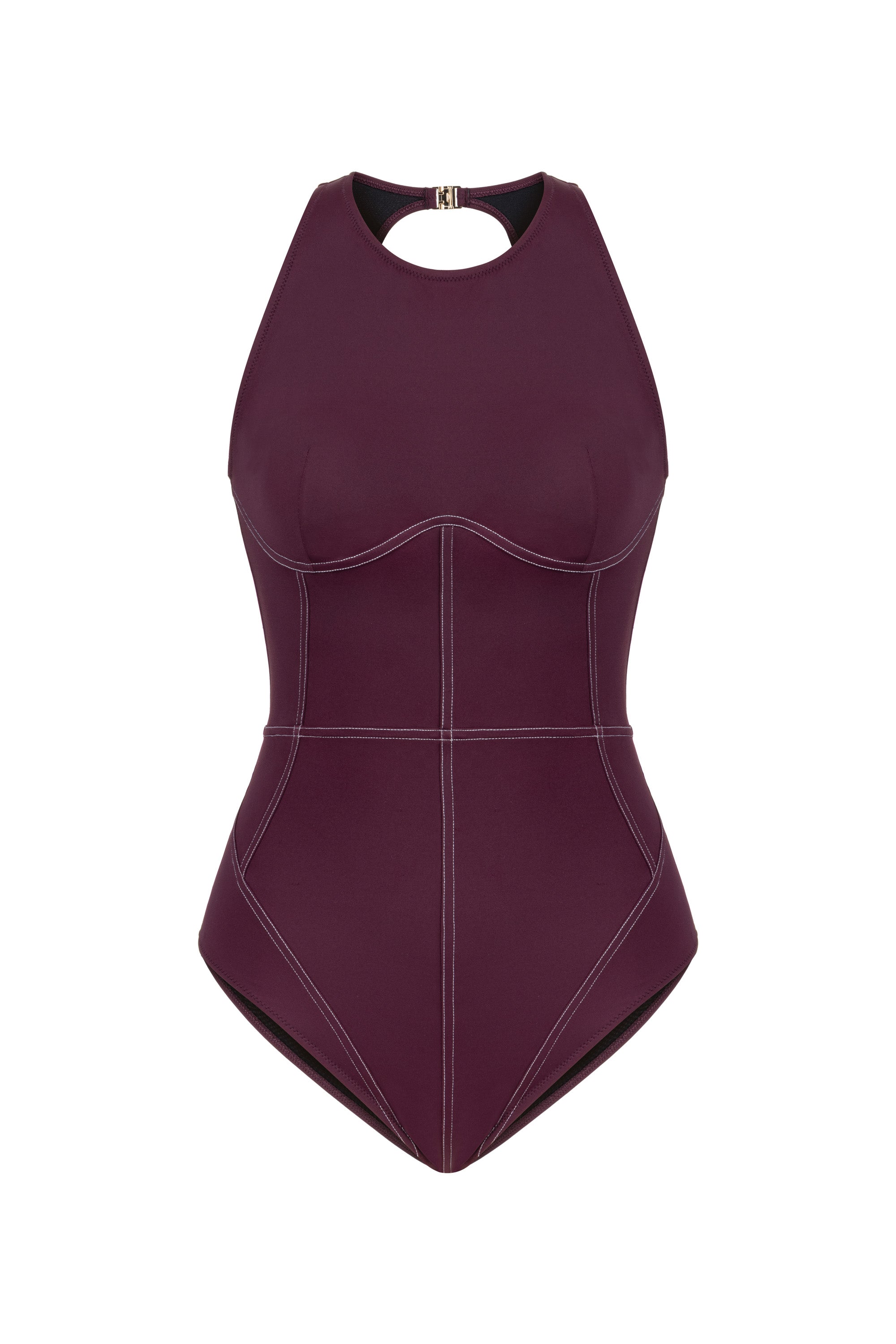 Gaelle Contrast Burgundy Swimsuit
