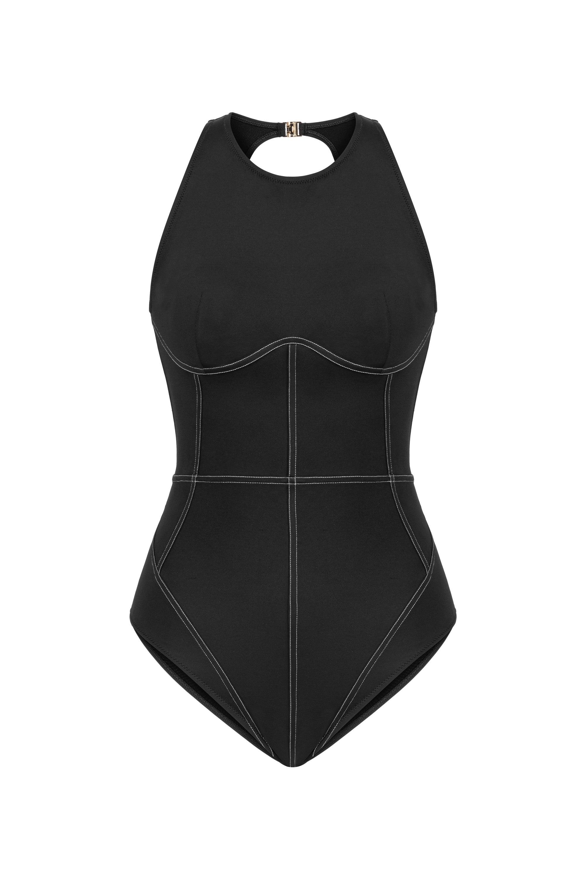 Gaelle Contrast Black Swimsuit