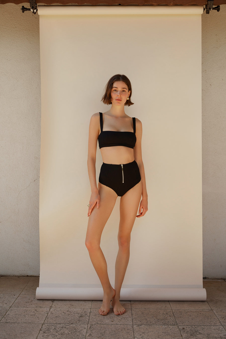 Valentine Black Textured High Waist Bikini