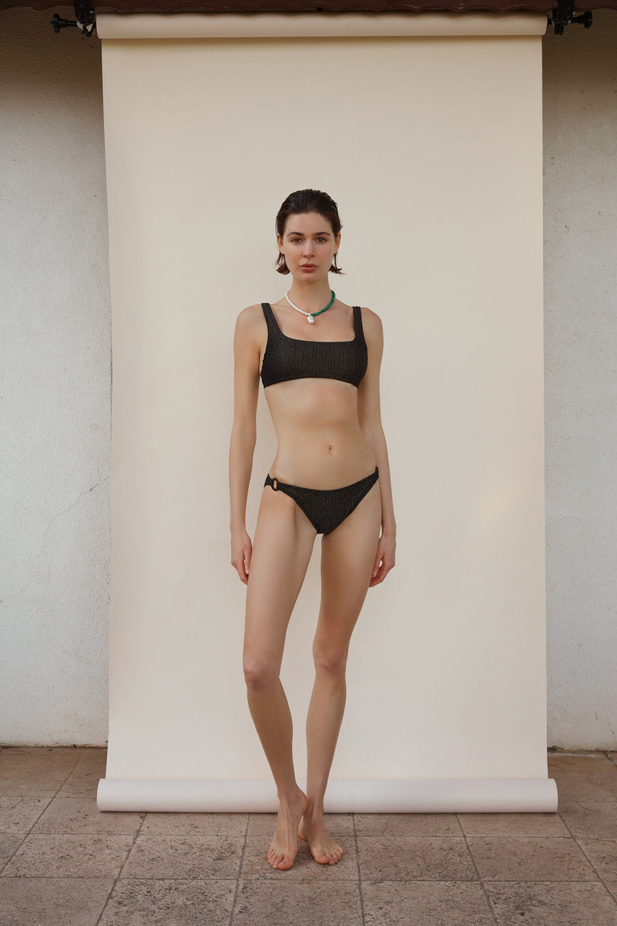 Ninette Black-Gold Glitter Textured Bikini