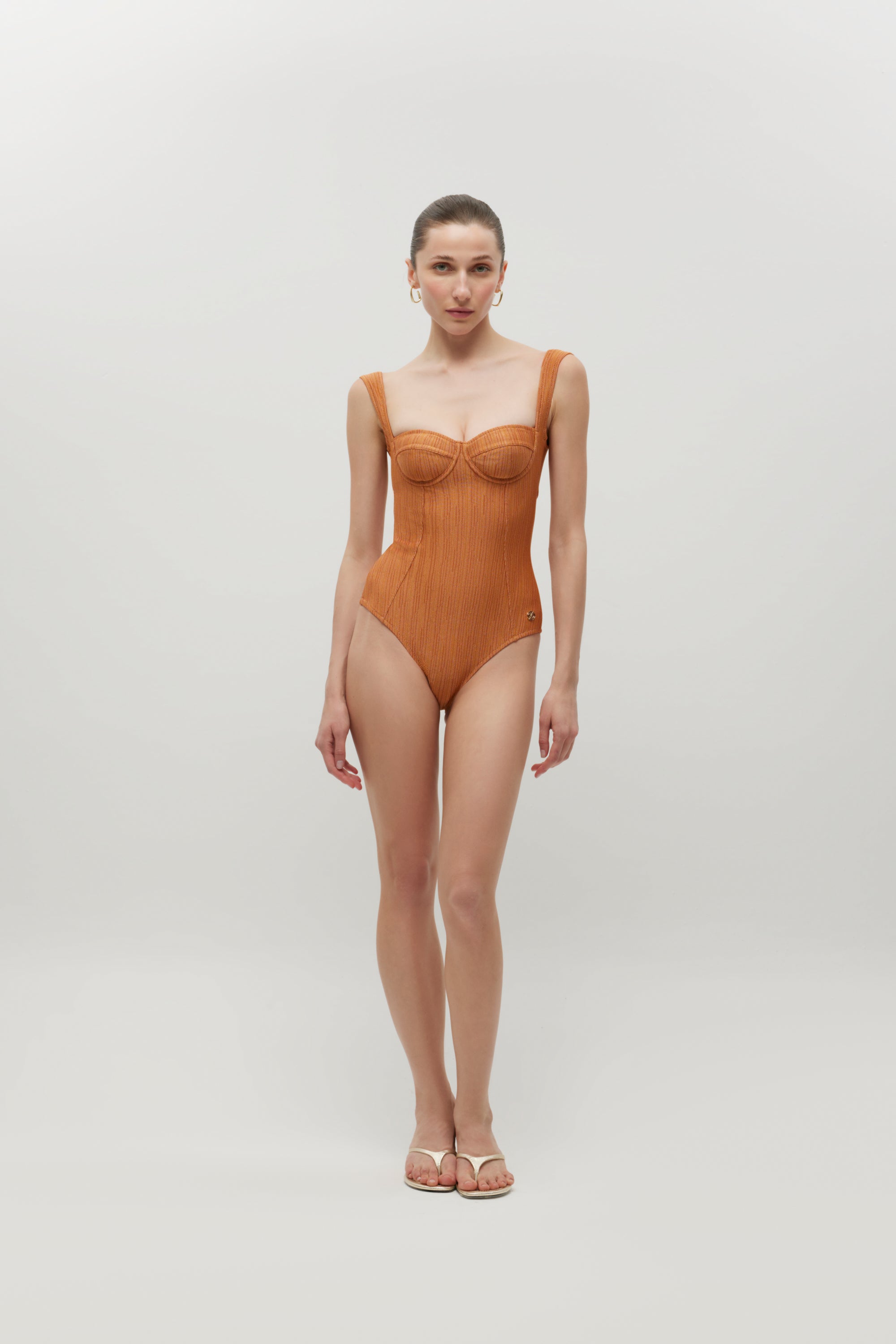 Ophelia Orange Textured Swimsuit