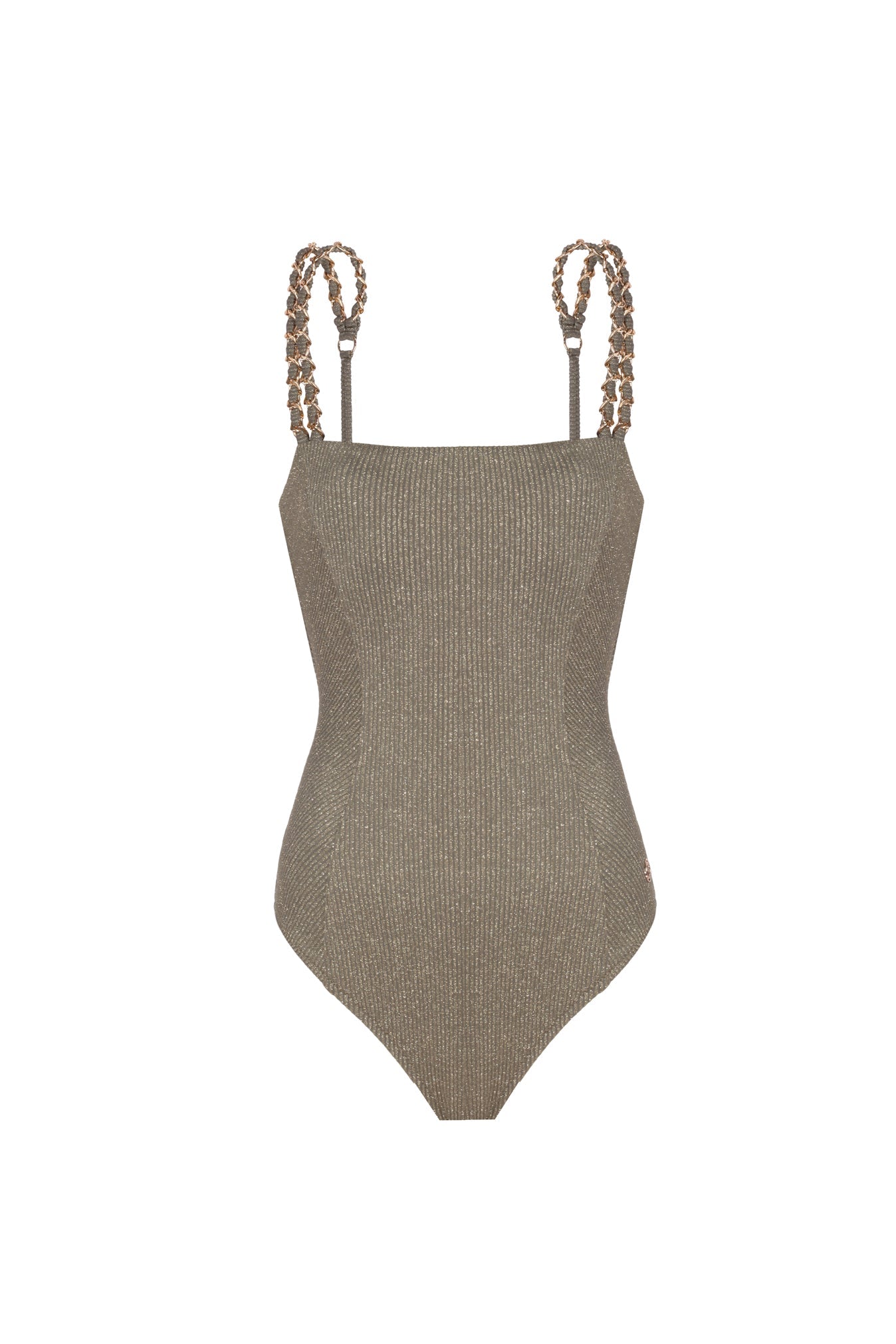 Patrice Khaki Shiny Rib Swimsuit