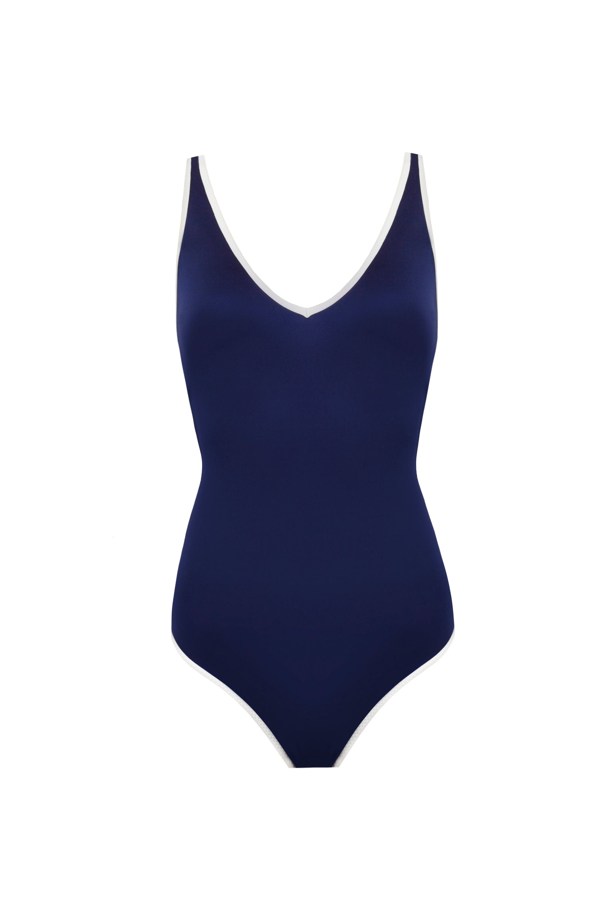Nicole Contrast Navyblue and White Swimsuit