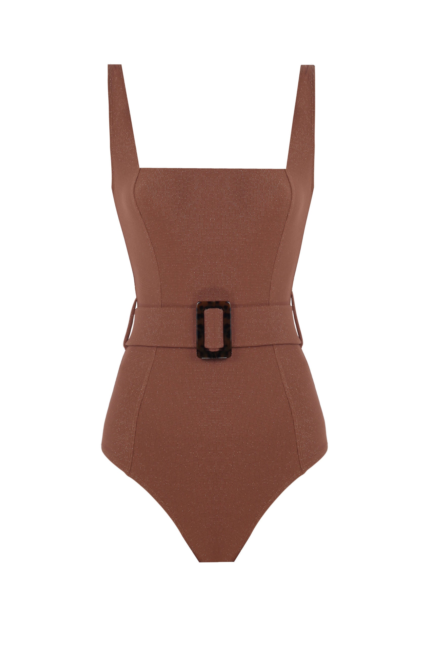 Lisa Brown-Gold Glitter Textured Swimsuit