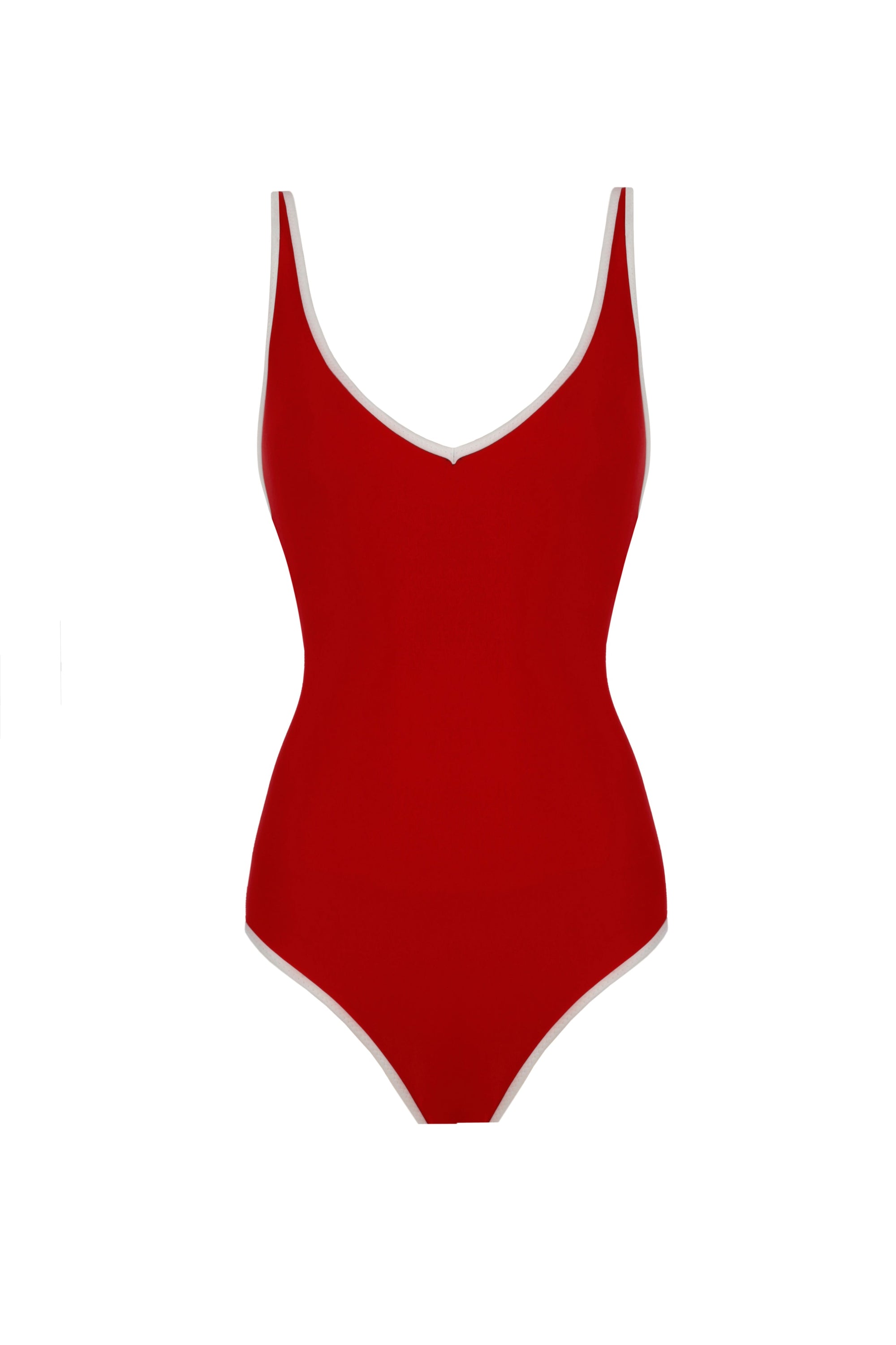 Nicole Contrast Red and White Swimsuit